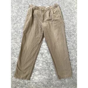 Eddie Bauer pants beige linen cotton blend mens boot cut outdoors 38x24